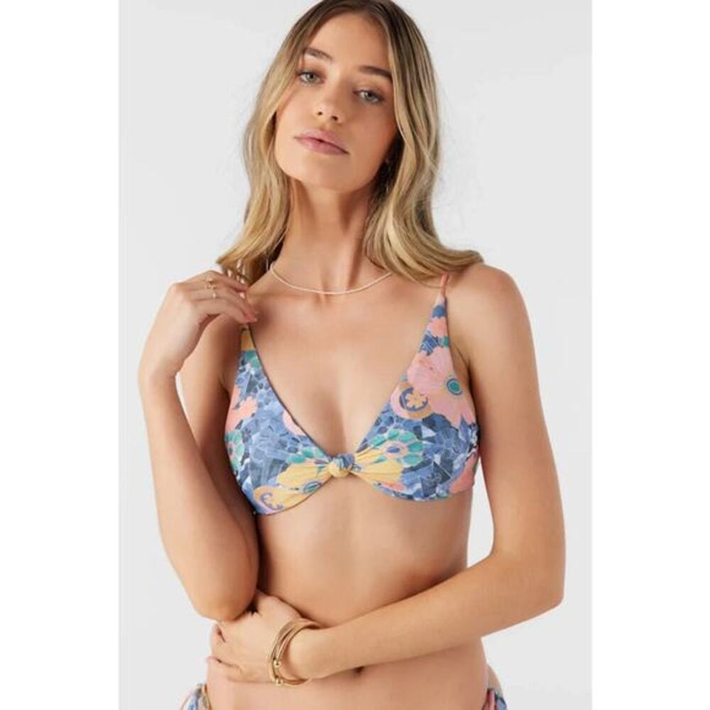 O'Neill Jadia Pismo Knotted Triangle Floral-Print Bikini Top X-Small NWT